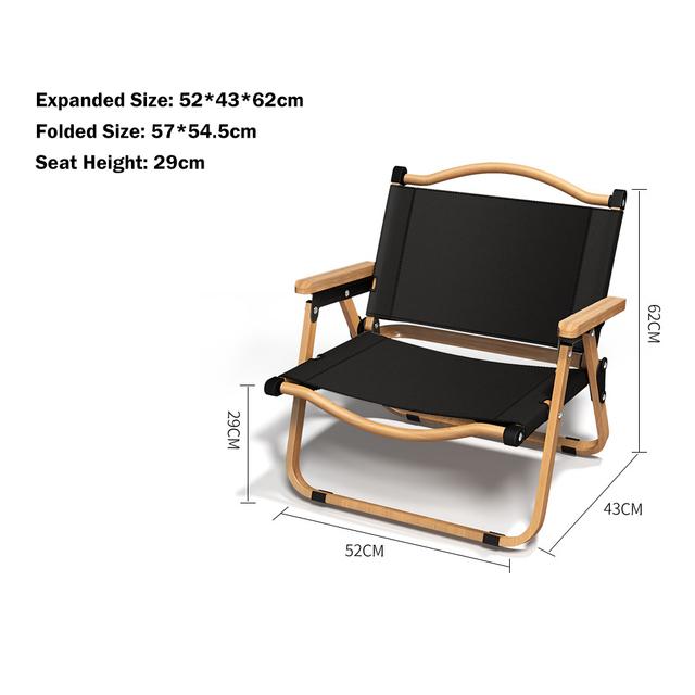 Autumn Camping Nízká židle Přenosná venkovní židle Hliníková slitina Dřevěná skládací židle Kempingové vybavení Židle Kermit
