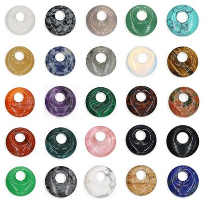 Lot de 2/5 perles rondes de 18 mm et 5,5 mm à gros trou en pierre naturelle et agate pour la fabrication de bijoux, colliers et bracelets