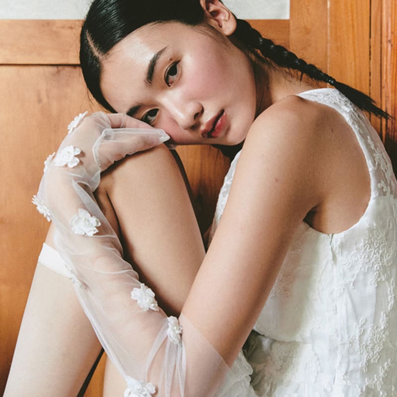 

GANISONG Свадебные перчатки Сад цветов_белые FREE