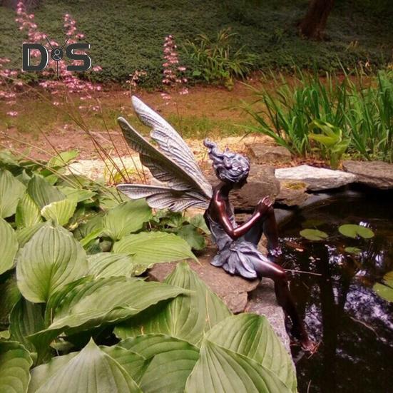 Flower Fairy Statue Resin Winged Fairy Figurine Outdoor Garden Fairy Sculpture for Home Porch Lawn Courtyard Decoration