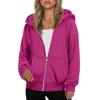 Women's Fashionable Loose Fleece Hooded Casual Cardigan With Zipper Sweatshirt
