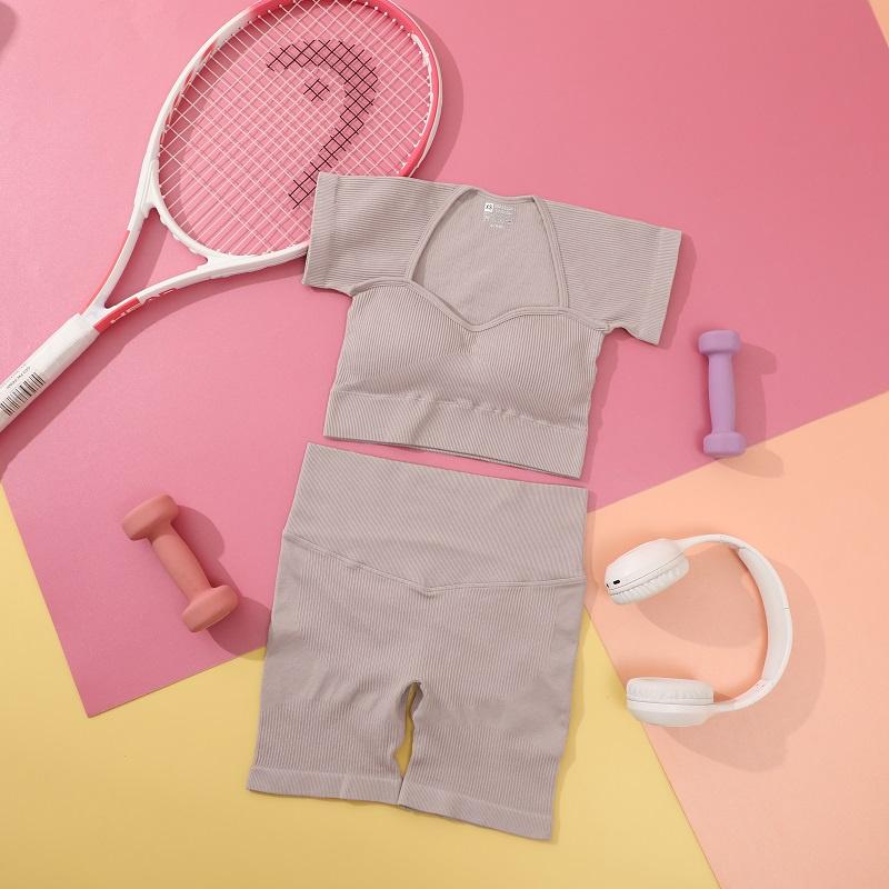 

Женский комплект для йоги FINETOO, бюстгальтер пуш-ап и бесшовные трусики, спортивный комплект, удобные и дышащие трусики S хаки