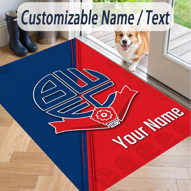 Custom Text Printed Rug Bolton Wanderers FC Non Slip Floor Carpet For Home Room Decor