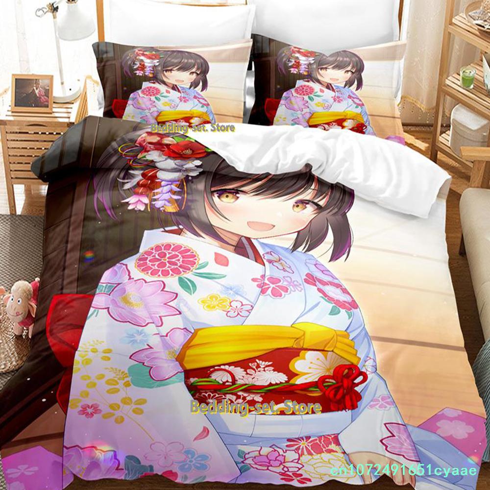 Takafuji Kako Bedding Set Single Twin Full Queen King Size Bed Set Adult Kid Bedroom Duvetcover Sets Anime Girls Bed
