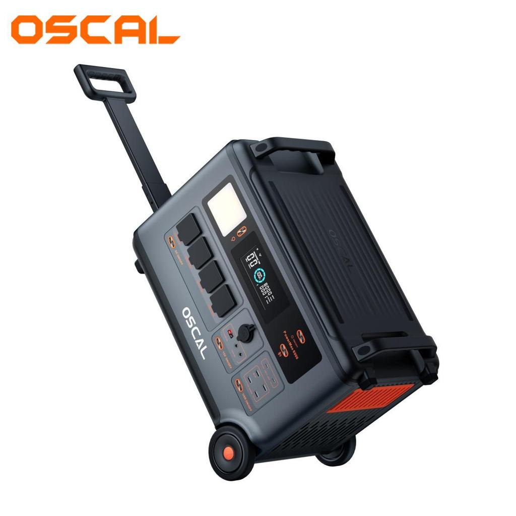 Oscal PowerMax 6000 Stazione di alimentazione portatile 6000W 3600Wh LiFePO4 Generatore solare espandibile con 4 prese CA