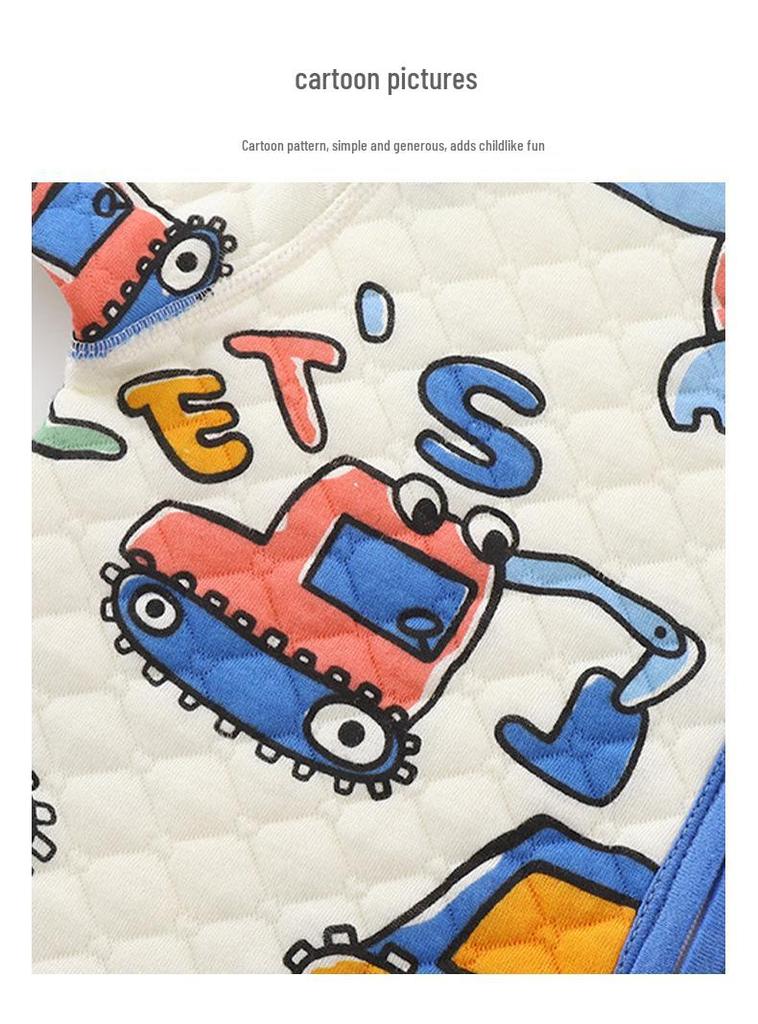 Three-Layer Quilted Children's Sleeping Bag: Anti-Kick Footed Blanket for Boys & Girls, One-Piece Pajamas for Autumn and Winter.