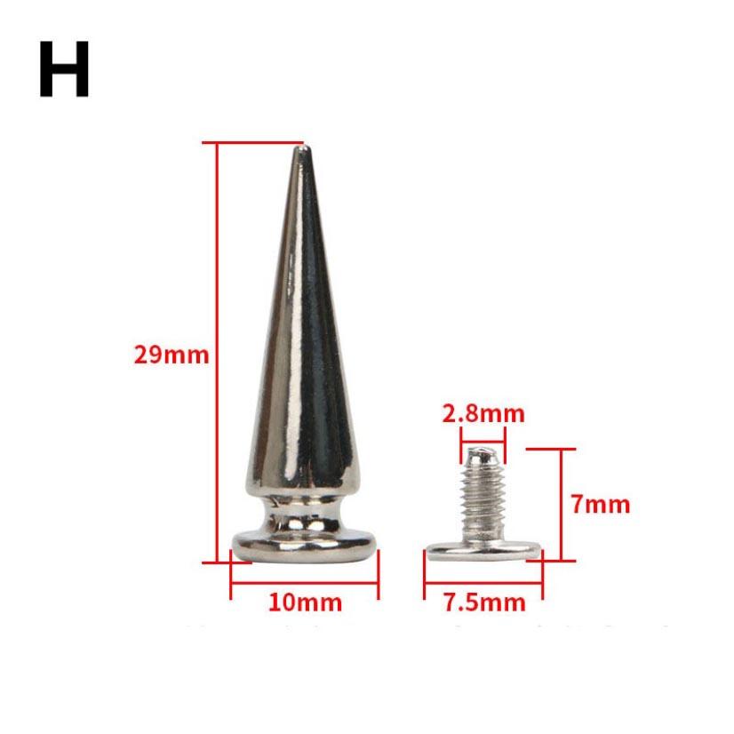 10Sets Metal Punk Sharp Warhead Screw Rivets Studs DIY Crafts Leather Belt Head Clothing Rivets Spikes Decor Nail Buckles