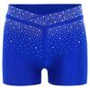 Kids Performance Shorts with Sparkling Rhinestones V-Front Elastic Waistband for Dance Gymnastics