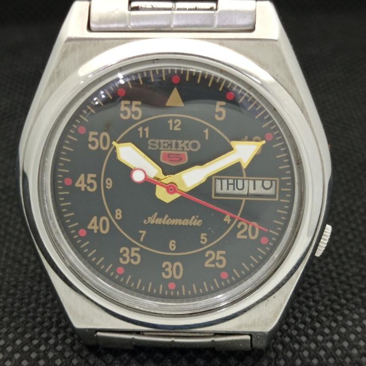 USED VINTAGE SEIKO 5 AUTOMATIC 7009A JAPAN MENS D/D BLACK WATCH 621c-a415321-2 SKU621c-a415321