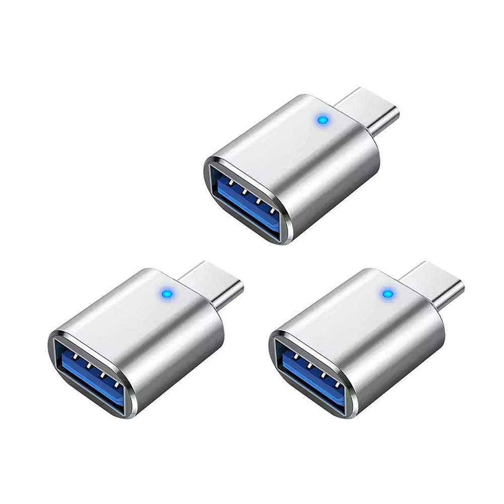 NNBILI 1-5pcs USB 3.0 To Type C Adapter LED OTG To USB C Male To USB A Female Connector For HUAWEI Samsung Xiaomi POCO Adapters 3