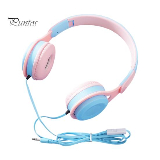 

Детские проводные наушники Stereo Surround Mega Bass HD-совместимая высокопроизводительная складная студенческая гарнитура для звонков с микрофоном для игр светло-синий