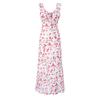 Vacation French V-neck Strawberry Print Waist Thin Dress Women's Summer New Pure Desire Lace-up Long Suspender Skirt