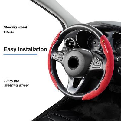 Car Suede Steering Wheel Anti-slip Cover Protector Sleeves For Cayenne Panamera Macan Boxster Cayman 718 911 Sticker