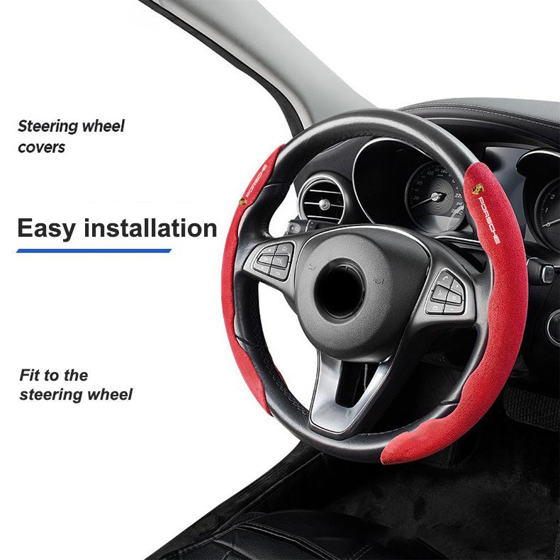 Suede D Shape Car Breathable Steering Wheel Cover For Porsche Panamera Cayenne Taycan 911 718 Macan Carrera-GT 928 944 Accessory