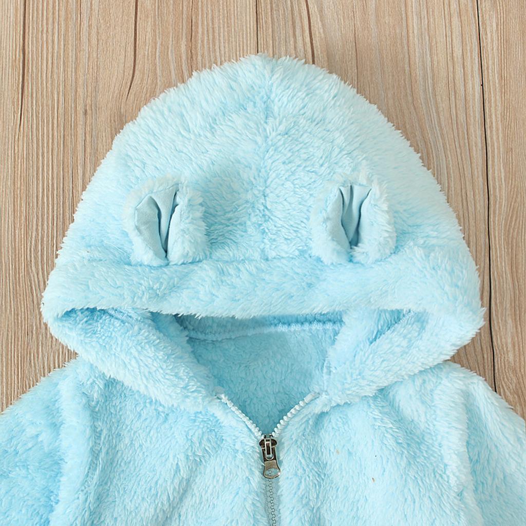 Infant Fleece Hoodie Jacket Winter Warm Jacket Cute Bear Ear Zipper Jumpsuit