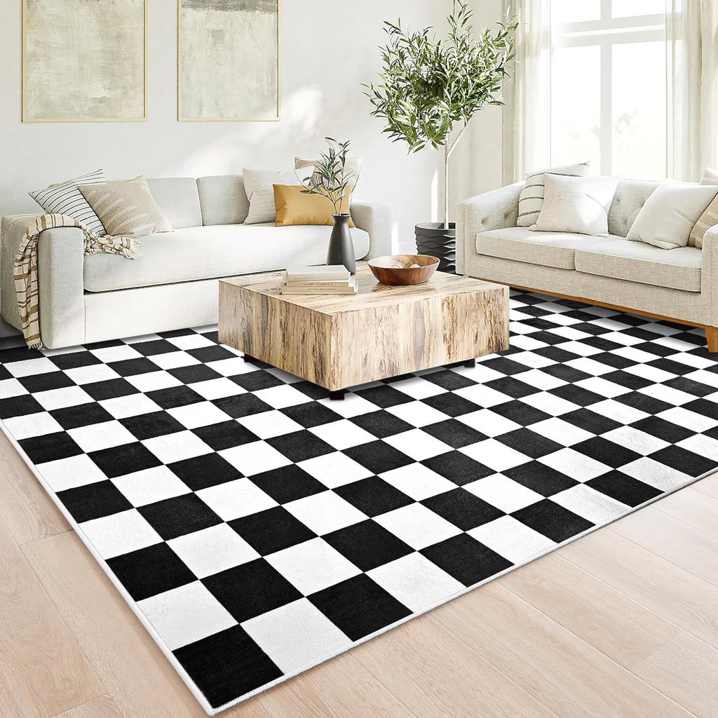 Checkered Area Rugs Checkerboard Rug Plaid Carpet for Living Room Bedroom Home Decor