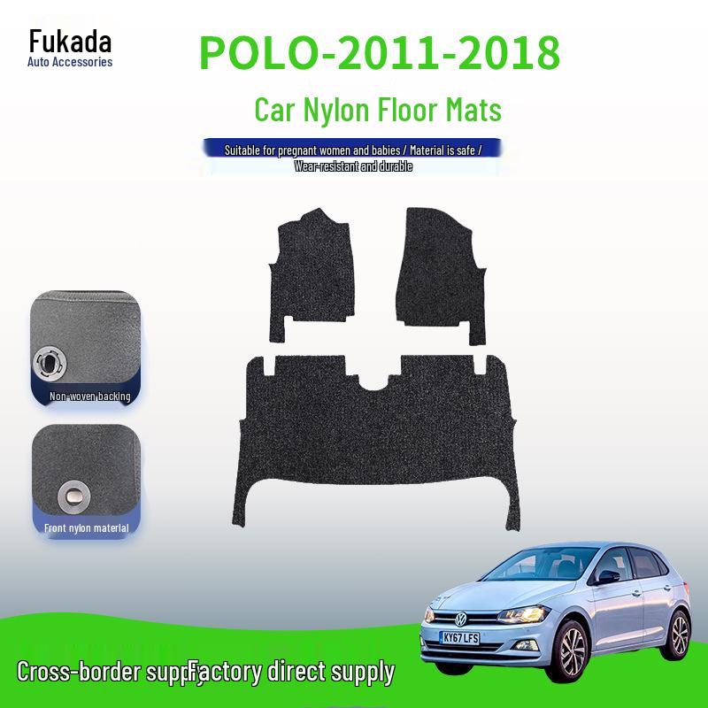 SAIC Volkswagen Polo 2011-2018 Czarne Nylonowe Odporne na Brud Dywaniki Samochodowe i Bagażnika