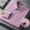 Romon Men's Wool Blend Long Sleeve Business Shirt