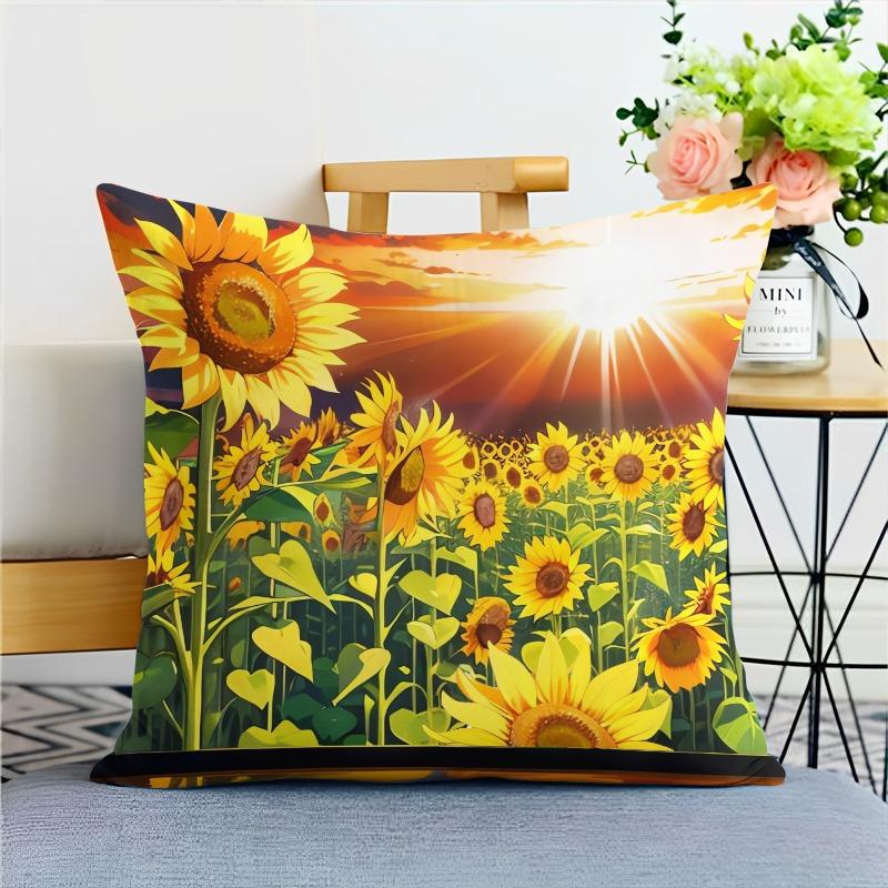 

Маленька свіжа наволочка з соняшником, прикраса для гуртожитку, офісу, вітальні, дому 40x40cm