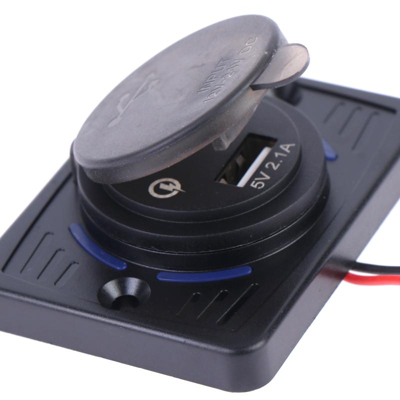 Dual Usb Charger Socket Panel 5V 2.1A Fast Charging Waterproof Dustproof Cover For Car Rv Boat Motorcycle Diy Modification