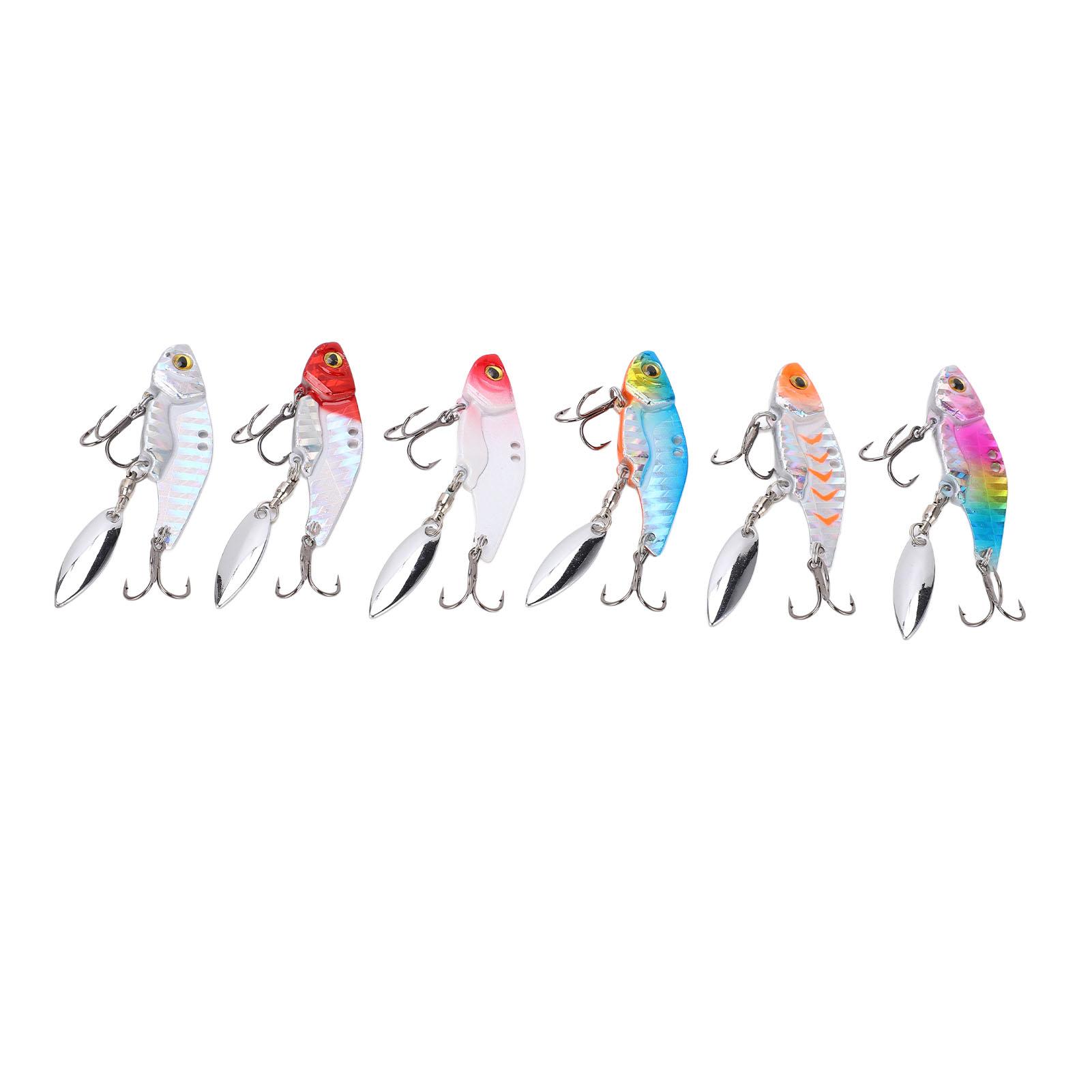 

6pcs 5cm Metal Artificial Vib Fishing Lure Streamlined Design 3D Eyes Sinking Spoon Bait