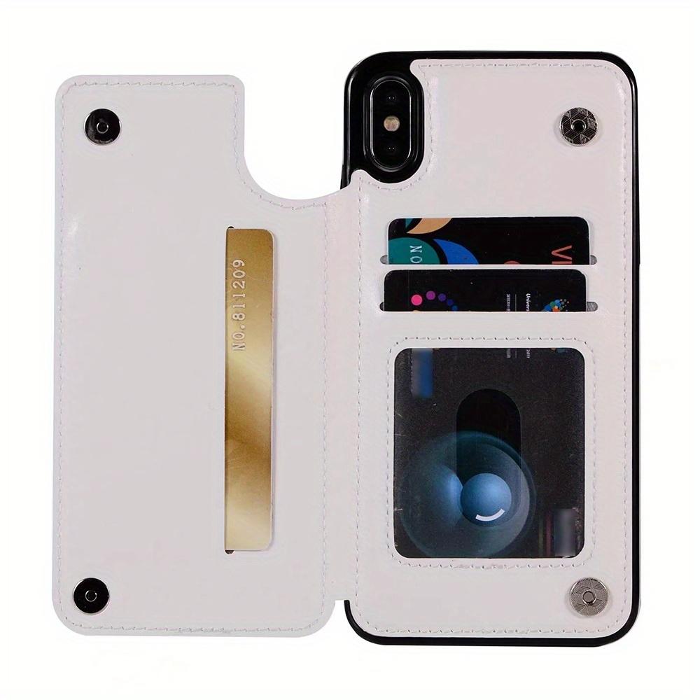 

Кожаный чехол-кошелек для IPhone 14/13/12/11/Pro Max/Mini/XR/X/XS Max/8/7/6S/6 Plus/SE2/SE3/2022/2020 - держатель для карт и откидная задняя крышка IPhone XS Max белый