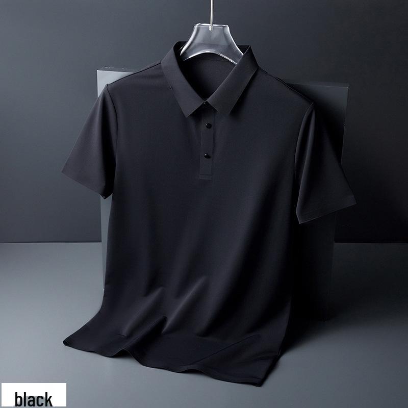 Ice Silk Men's Stretch Polo Shirt: Summer Lightweight, High-End Business Casual, Short Sleeve, Turn-Down Collar