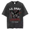 Women's Hip Hop Rap Short Sleeve T-shirt Lil Baby Wham World Tour Merch T-shirt Retro Washed High Quality T-shirt
