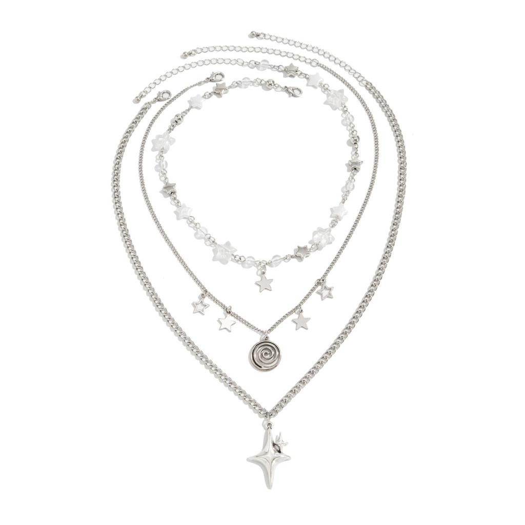 Collarbone Chain Edgy Star Pendant Necklace Y-Shaped Necklace Alloy Necklace With Pendant For Fashion Show Evening Wear Special