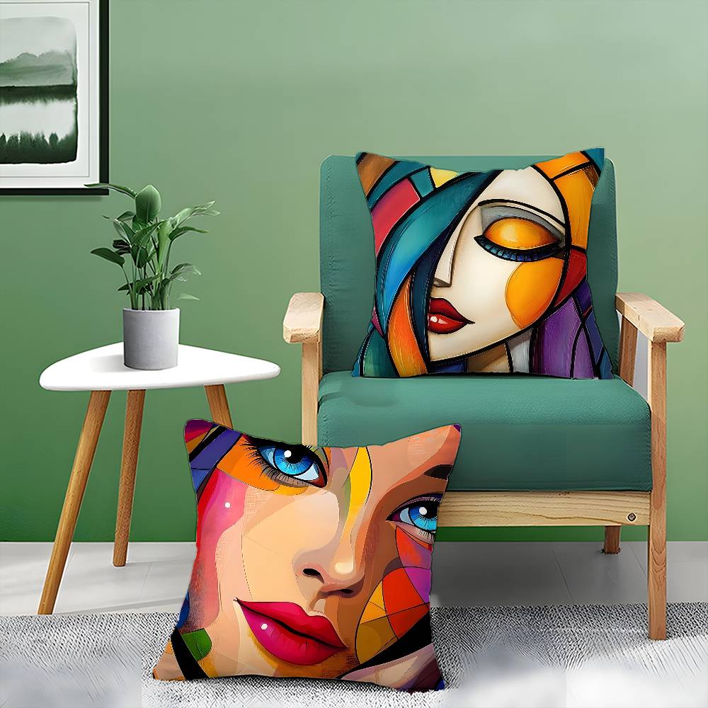 Square Bright Color Flower Girl Pillow Case Anti-dustmite Pillowcase Invisible zipper silky short plush Sofa cushion cover