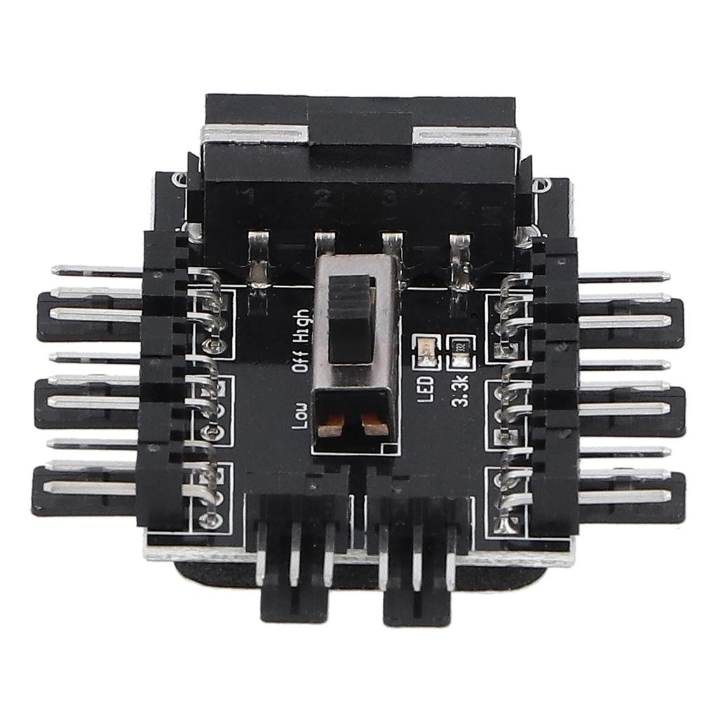 Computer Fan Hub Splitter 8‑Way Speed Controller 3 Pin Extension Cable Big 4 Pin Interface