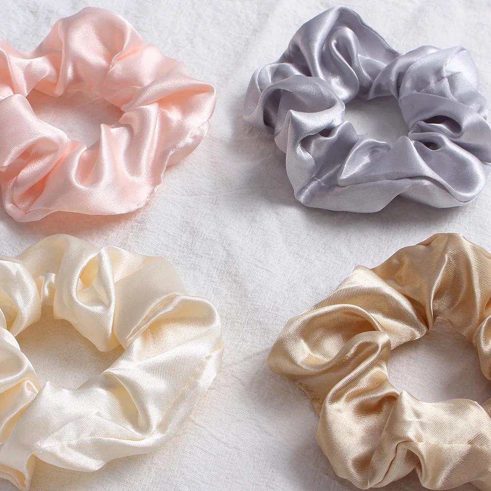 1piece Fashion Silk Scrunchies Solid Red Rubber Bands for Women Girls Korean Elastic Hair Bands Ponytail Hold Hair Accessories