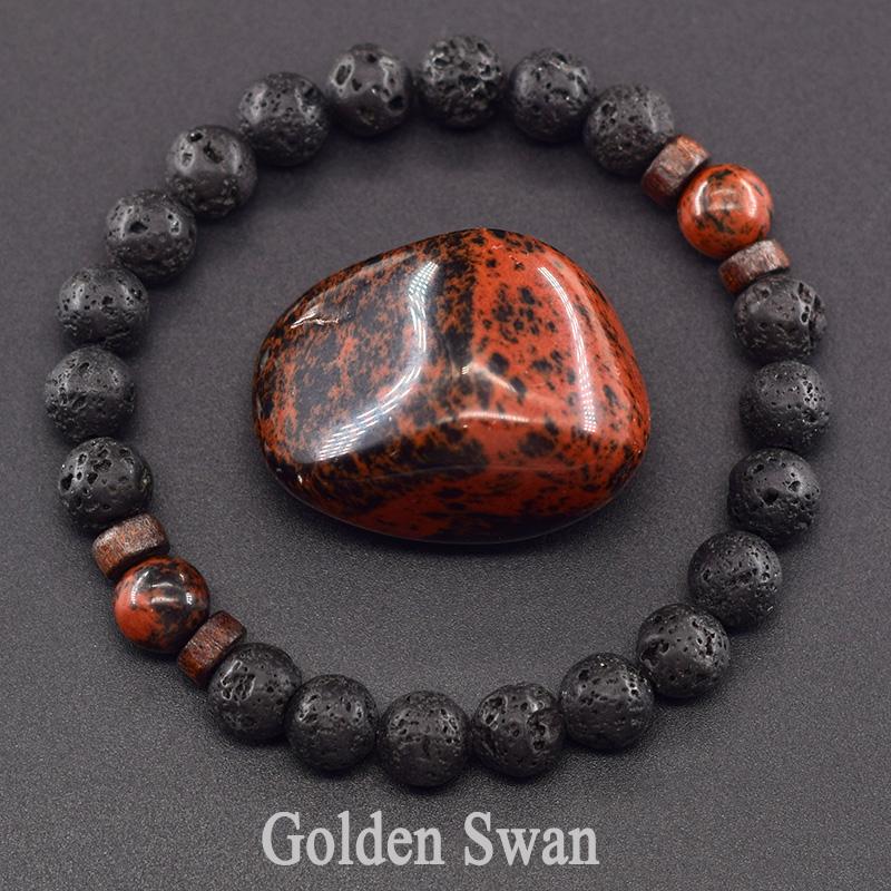 Natürliches gelbes Tigerauge-Perlenarmband für Männer und Frauen, schwarzes vulkanisches Lava-Armband, tibetisches Buddha-Armband, elastisches Seil, Paar-Steinarmband