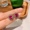 Bijoux Trois pièces Bague Rubis Sang de Pigeon Boucles d'oreilles Aiguille Argent Rubis Corindon Collier Simulation Rubis