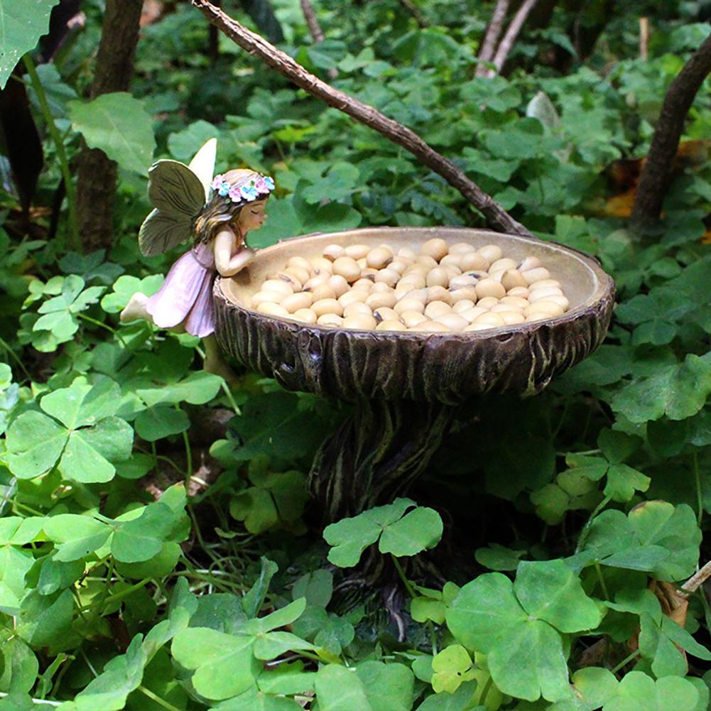 Flower Fairy Bird Feeders For Outdoors, Resin Craft Bird Food Container Garden Statue Ornament Wild Bird Feeder, Landscaping Lawn Yard Decoration