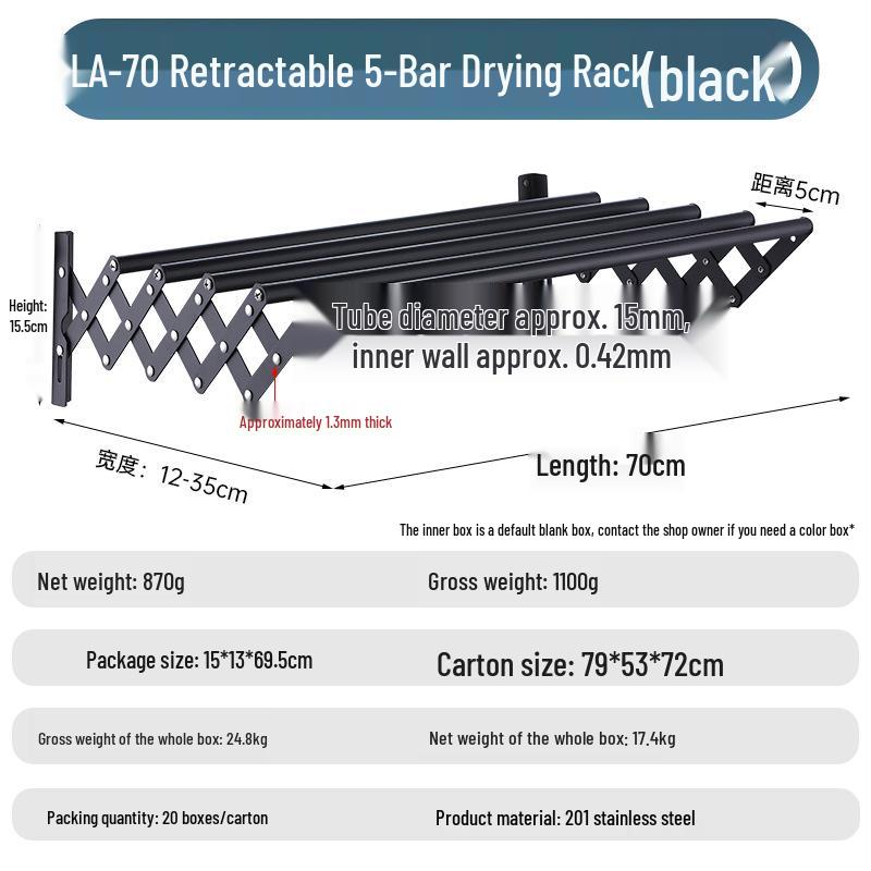 Zusammenklappbarer Teleskop-Handtuchhalter aus Edelstahl: Badezimmer- & Balkon-Wäschetrockner