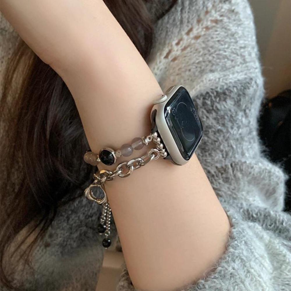 Peach Heart Pearl Bracelet Compatible with For Samsung Galaxy Fit 3 / Galaxy Fit 3 SM-R390 Strap Fashionable Handmade Strap