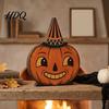 Fall Farmhouse Home Accents Halloween Vintage Wooden Ornaments Cute Bat/Black Cat/Owl/Pumpkin/Ghost/Skull Decorations Retro Tiered Tray Seasonal