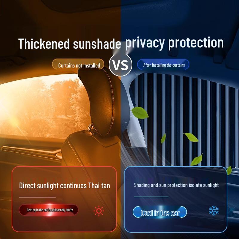 Retractable Magnetic Car Window Sunshade Curtain for Heat Insulation