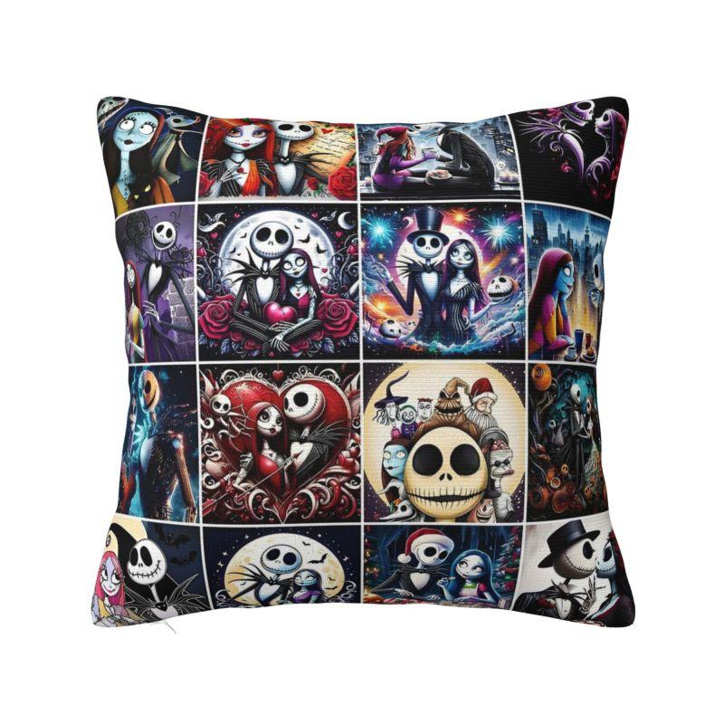 Custom Nightmare Before Christmas Pillow Case for Sofa Jack and Sally Luxury Cushion Cover Square Pillowcase