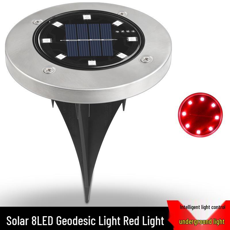 RGB Solar 8-LED In-ground Lawn Stake Light - Waterproof Decorative Garden Light Solar Courtyard Light