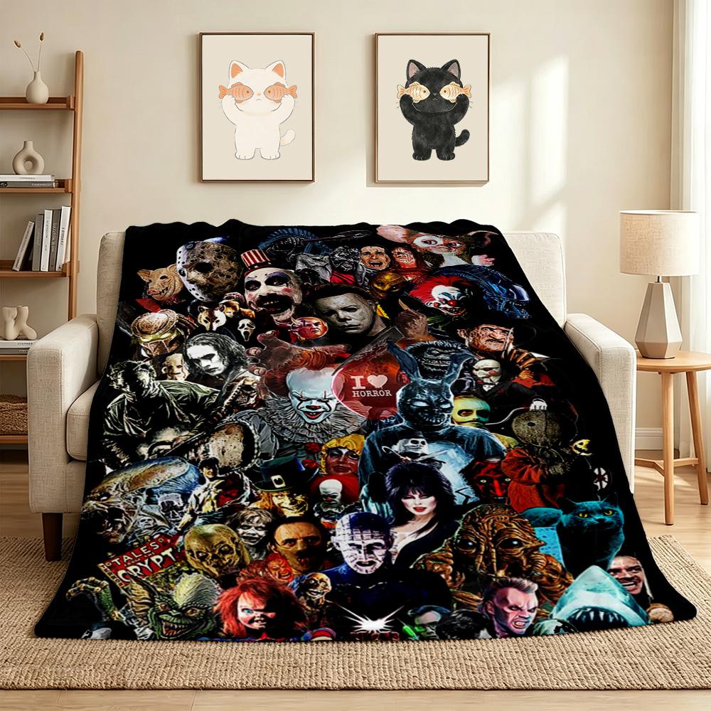Horror Icons Flannel Blanket Throw Blanket Soft Warm Sofa Bed Camping Car home Decor Unique Christmas Gift C930398