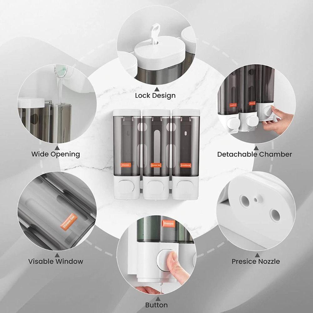 White Black Shampoo Gel Dispenser Wall-mounted Liquid Soap Container Manual Soap Dispenser  Hotel