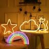 LED Neon Lights with Lightning Cloud Lights Planet Modeling Lights Love Christmas Night Lights