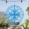Blue and White Metal Wind Spinner 10 Inch for Garden Decor Outdoor Courtyard Lawn Porch with Rotating Hook for Halloween Christmas Thanksgiving