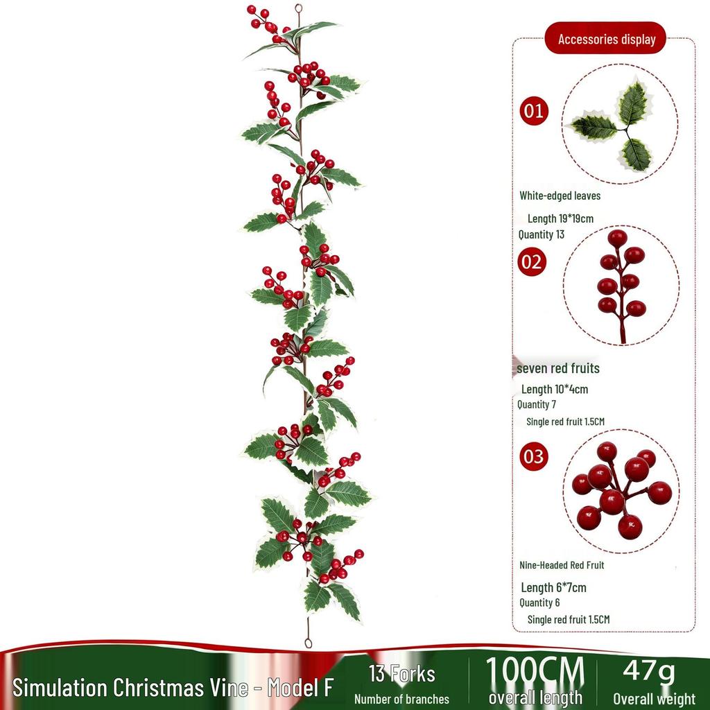 Red Berry Christmas Vine Home Decoration - Festive Party Garland
