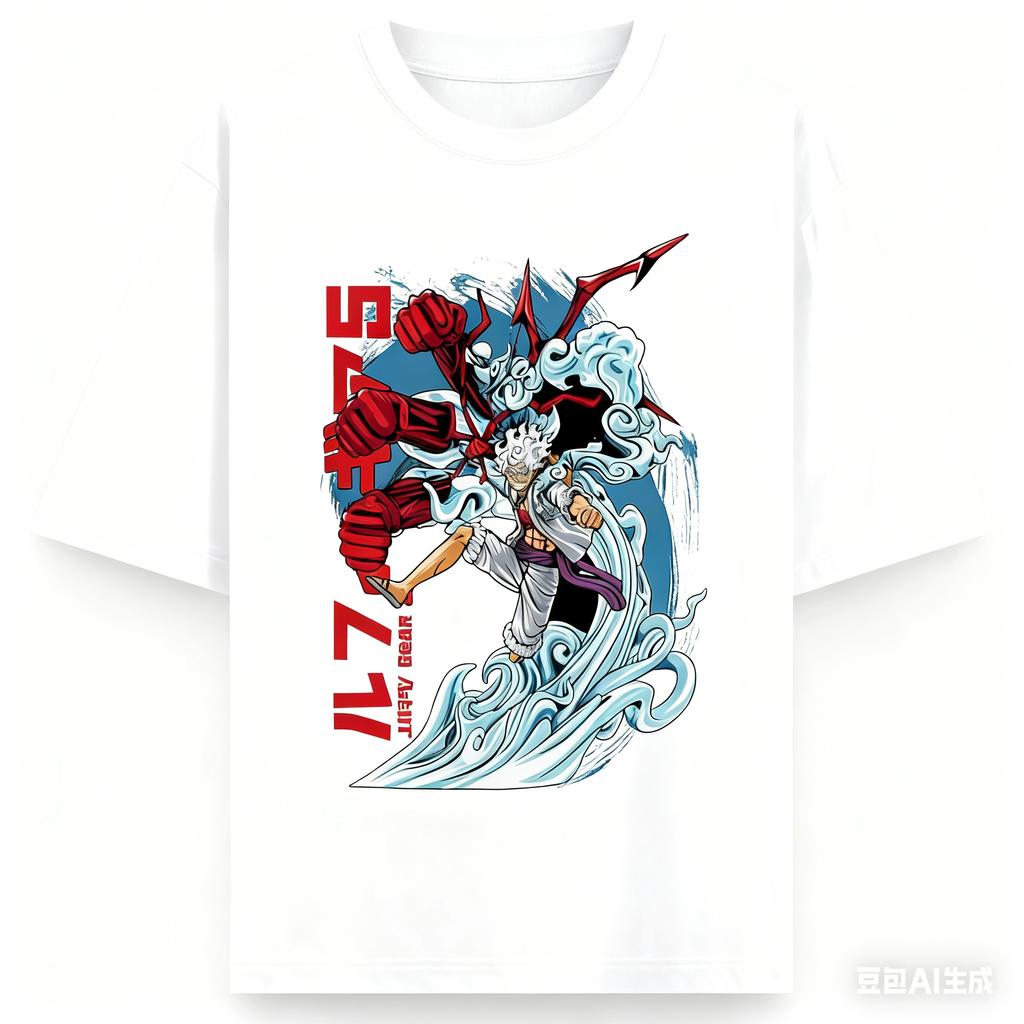 One Piece Anime LUFFY GEAR 5 Printing Oversized Cotton Tshirt Men and Women Harajuku Trend Y2K Casual Summer Absorb Sweat Tees