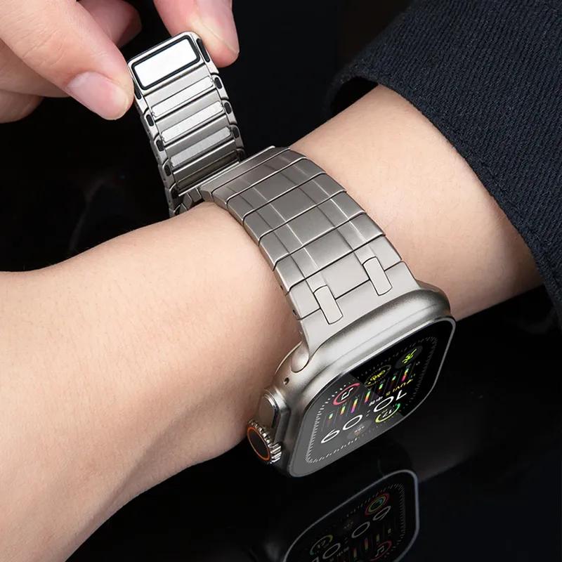 Magnetic Stainless Steel Band for Apple Watch 46mm 49mm 45mm 44mm Men Metal Link Bracelet for iWatch Series 10 9 8 7 6 5 Se Ultra 1 2