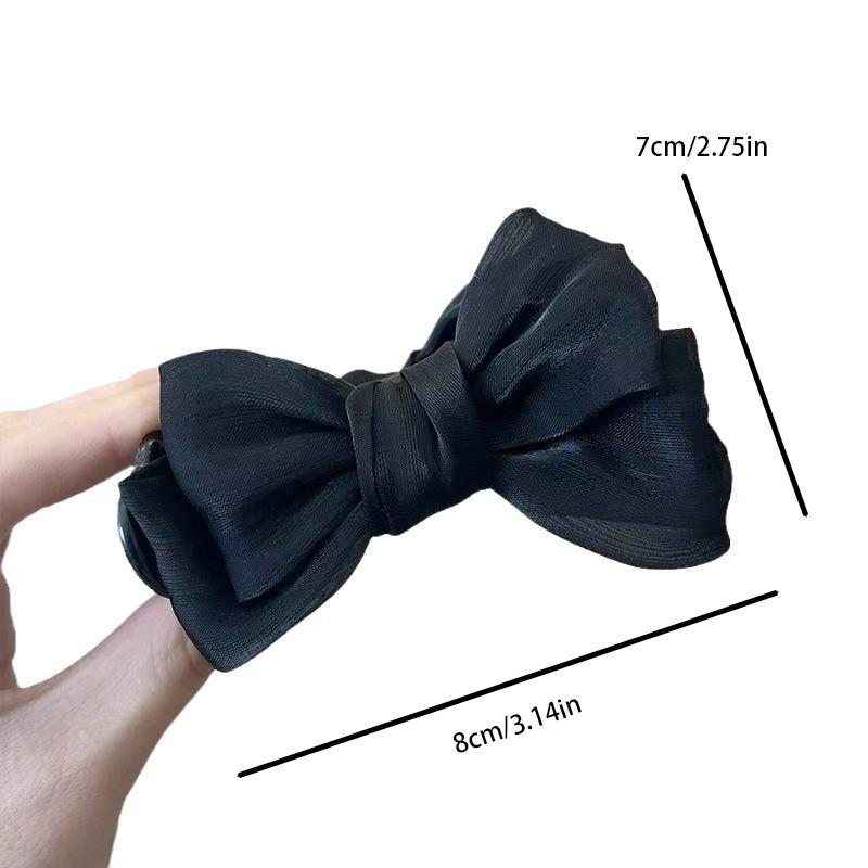 Solid Color Mesh Bow Hair Clip for Woman elegant Shark Clip Fashion Girl ball Head Hair Clip Hair accessories
