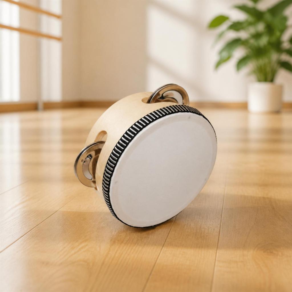 Single Drumhead Tambourine with Metal Discs Educational Compact